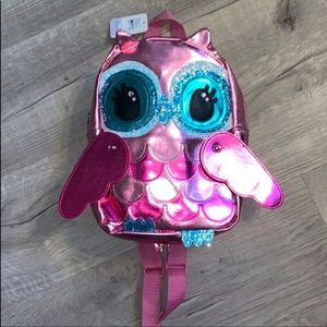 Claire’s pink owl backpack NWT